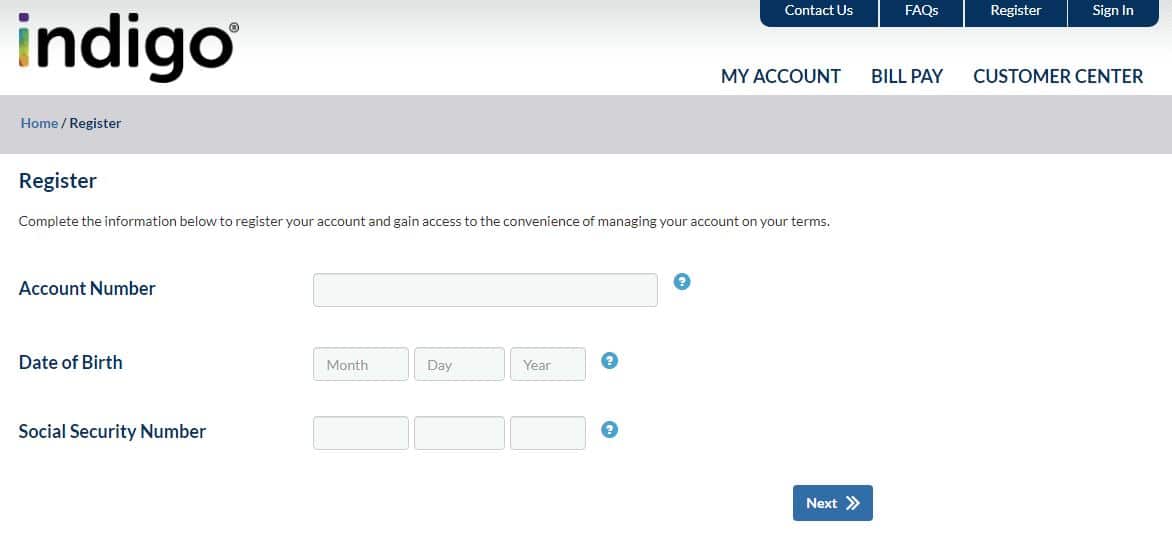 Indigo credit card Enroll